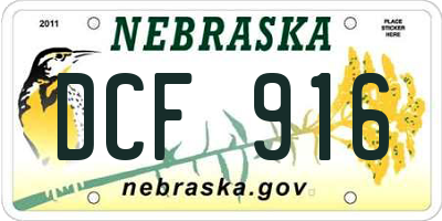 NE license plate DCF916