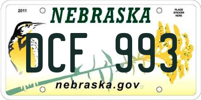 NE license plate DCF993