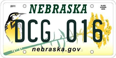 NE license plate DCG016