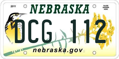 NE license plate DCG112