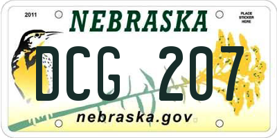 NE license plate DCG207