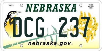 NE license plate DCG237