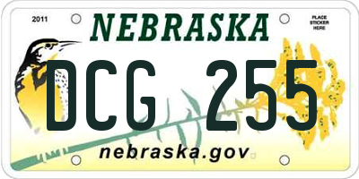 NE license plate DCG255