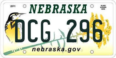 NE license plate DCG296