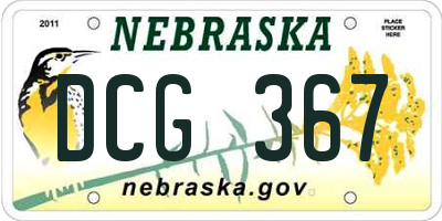 NE license plate DCG367