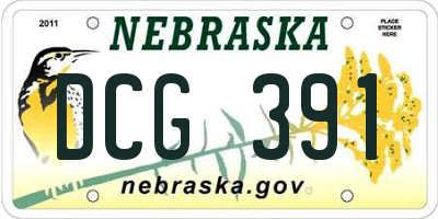 NE license plate DCG391