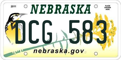 NE license plate DCG583