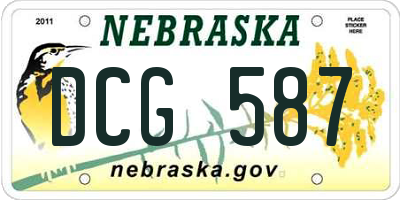 NE license plate DCG587