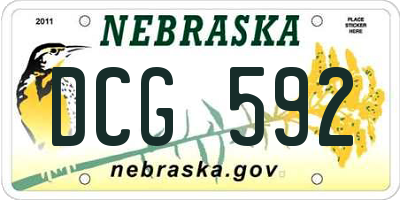 NE license plate DCG592