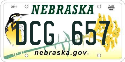 NE license plate DCG657