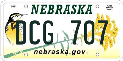NE license plate DCG707