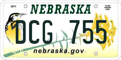 NE license plate DCG755