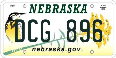 NE license plate DCG896