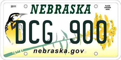 NE license plate DCG900