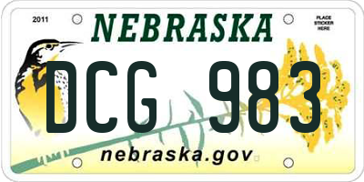 NE license plate DCG983