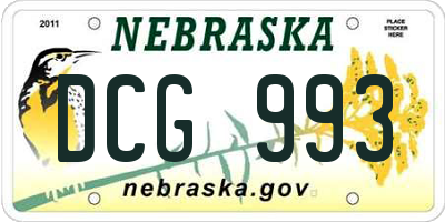 NE license plate DCG993
