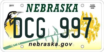 NE license plate DCG997
