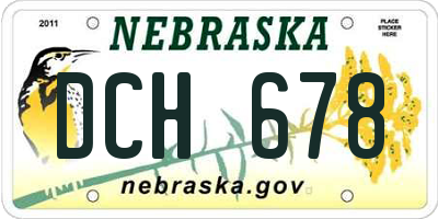 NE license plate DCH678