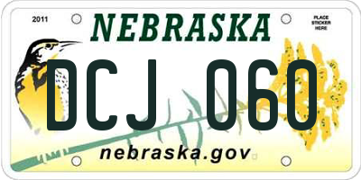 NE license plate DCJ060