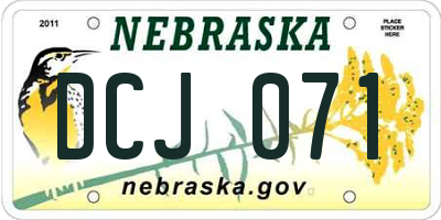 NE license plate DCJ071