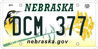 NE license plate DCM377