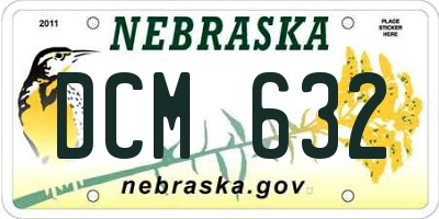 NE license plate DCM632
