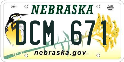 NE license plate DCM671