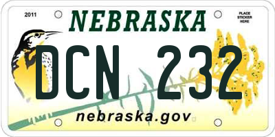 NE license plate DCN232