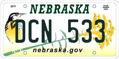 NE license plate DCN533