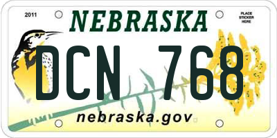 NE license plate DCN768