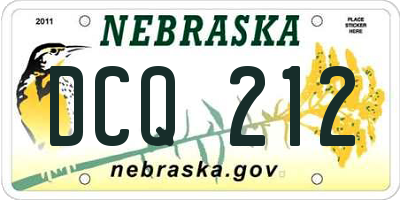 NE license plate DCQ212