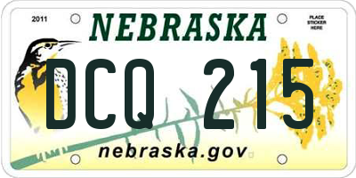 NE license plate DCQ215