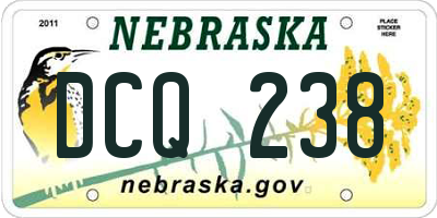 NE license plate DCQ238