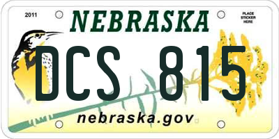 NE license plate DCS815