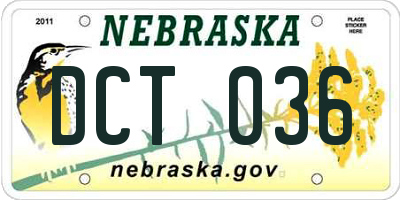 NE license plate DCT036