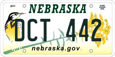 NE license plate DCT442