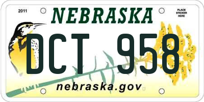 NE license plate DCT958