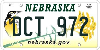 NE license plate DCT972