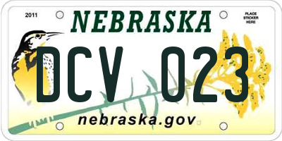 NE license plate DCV023