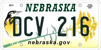 NE license plate DCV216