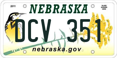 NE license plate DCV351