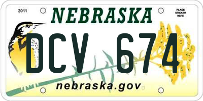 NE license plate DCV674