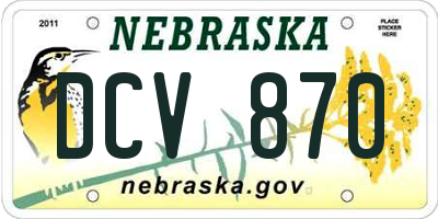 NE license plate DCV870