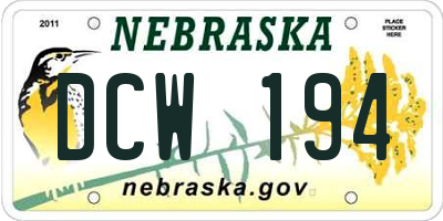 NE license plate DCW194