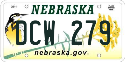 NE license plate DCW279