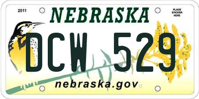 NE license plate DCW529