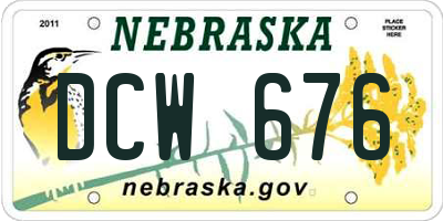 NE license plate DCW676