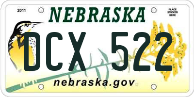 NE license plate DCX522
