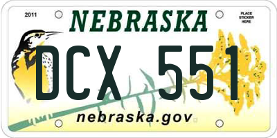 NE license plate DCX551