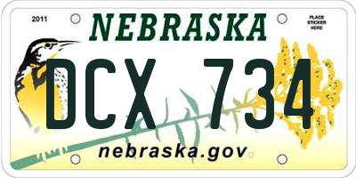 NE license plate DCX734